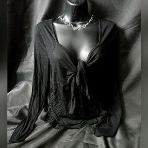 Black tie front blouse sz 8